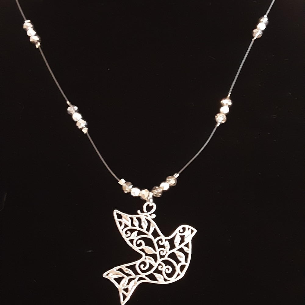 Handmade Dove Illusion  Necklace